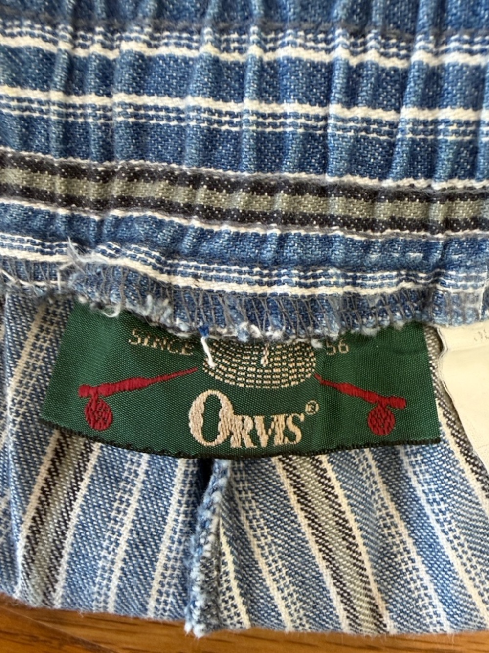 Vintage Orvis 100% Cotton denim stripped elastic waist drawstring pants size 14 - Picture 6 of 8